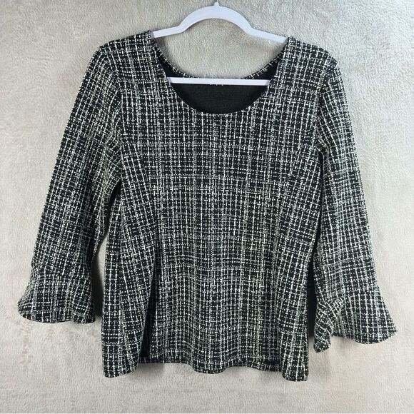 Talbots Bell Sleeve Textured Stretch Knit Blouse Top Women’s Size S - Picture 6 of 7